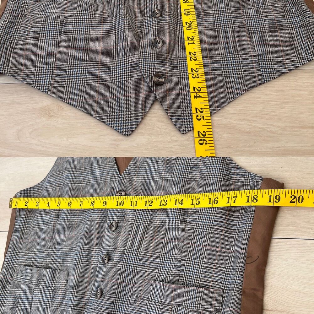 Vintage 80s Oscar de la Renta Men's 40R/Med 2-Piece Glen Plaid Vest & Blazer - Picture 15 of 16